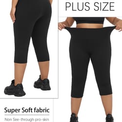 super soft plus size leggings for women, high waisted tummy control, yoga capri pants for workout running