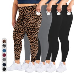 women's high waisted yoga leggings with pockets, plus size, butt lifting workout leggings, elastic activewear for gym