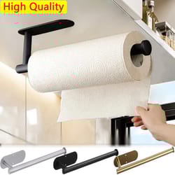 adhesive paper towel holder kitchen tissue hanger toilet roll dispenser, storage napkin rack, bathroom cabinet organizer