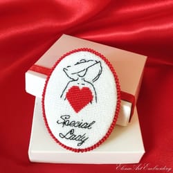 handmade embroidery red heart brooch special lady unique gift for women birthday gifts frienfs anniversary gift for wife