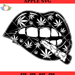 lips bite cannabis cigarettes svg, lips bite cannabis svg, lips svg