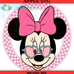 checkered minnie mouse heart sunglasses svg, disney svg ,disney mickey svg , digital download