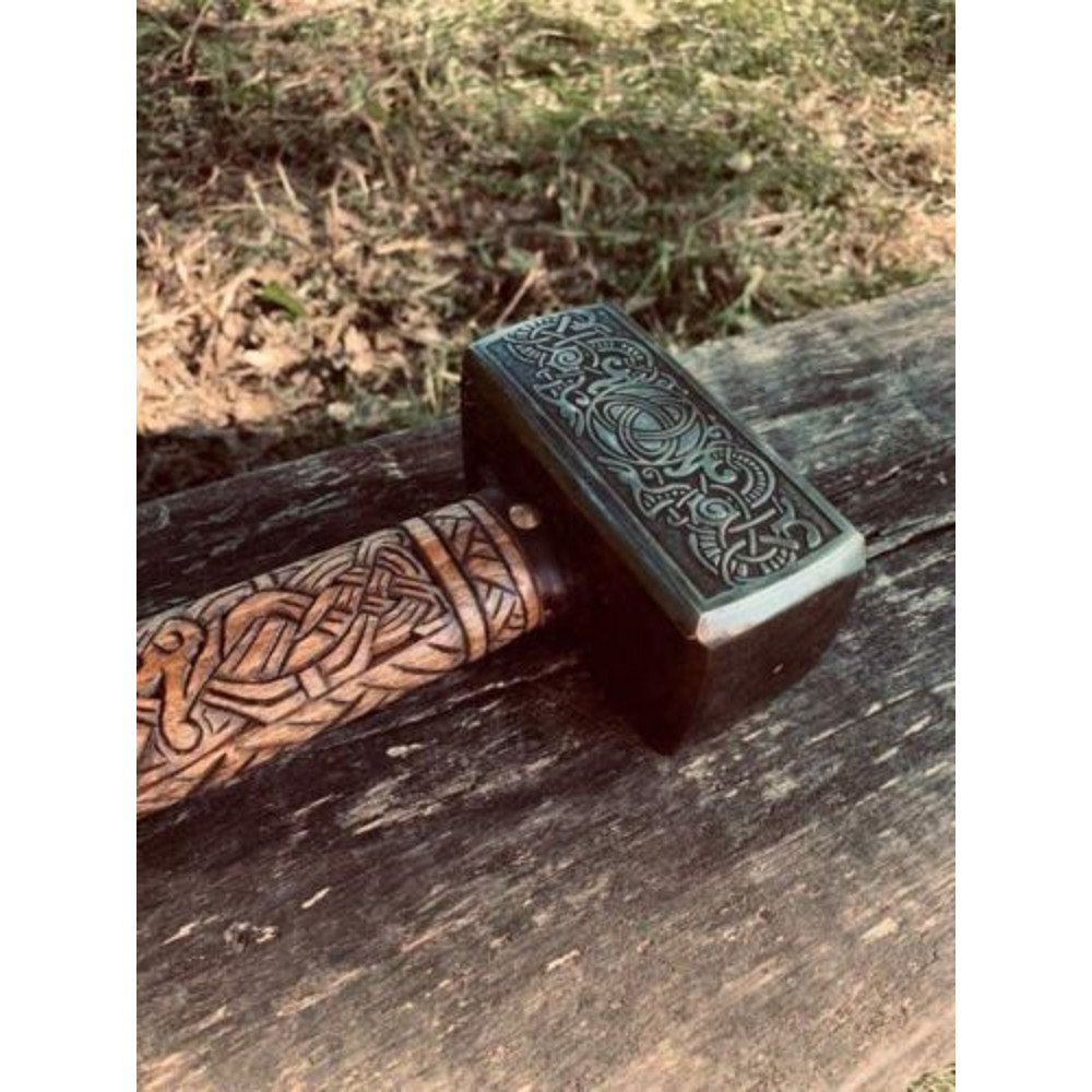 Handmade Carbon steel Viking Hammer with Kalapax face  Thor Hammer  Unique (3).jpg