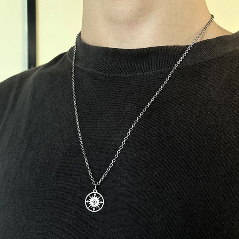 Silver Compass Necklace For Women & Men (2).jpg