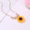 Zinc Alloy Sunflower Pendant Necklace With Leaves 1