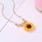 Zinc Alloy Sunflower Pendant Necklace With Leaves 1