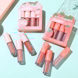 mini velvet matte lip gloss set, 4-piece non-fading, non-stick cup