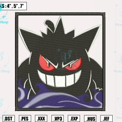 gengar embroidery design, pokemon embroidery file, anime embroidery design, machine embroidery design, instant download