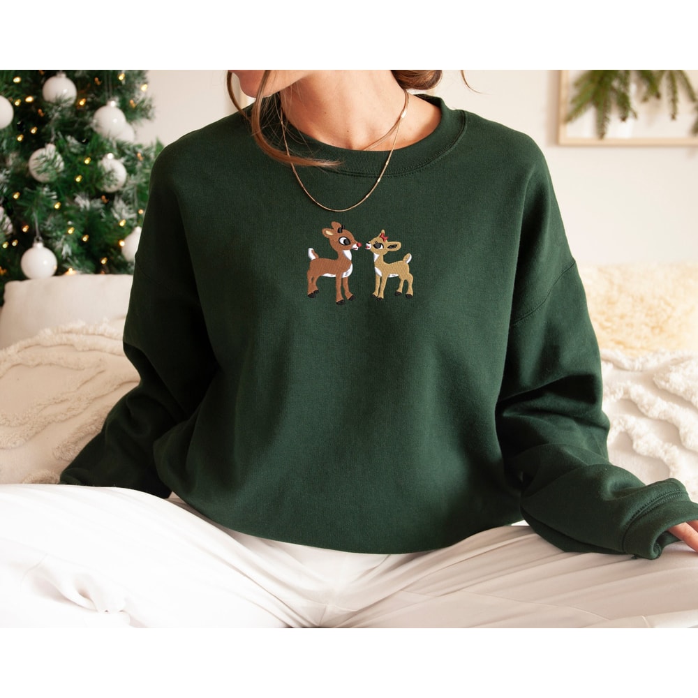 Embroidered Classic Rudolph and Clarice Sweatshirt Christmas Crewneck Classic Christmas TV Movie Christmas Gift.jpg