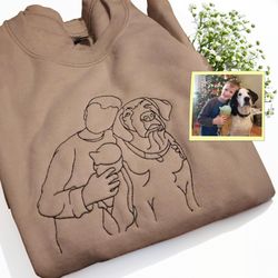Custom Dog Dad Sweatshirt from Your photo, EMBROIDERED Dog Portrait Hoodie, Dog Face Shirt, Birthday Gift for Dog Dad