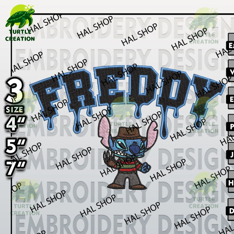 Horror Machine Embroidery, Drop Name Stitch Freddy Krueger Embroidery Files, Horror Characters, Halloween Embroidery.jpg