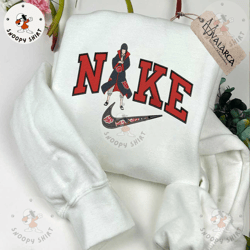 inspired anime embroidered shirt, nike x itachi embroidered shirt, brand anime embroidered hoodie