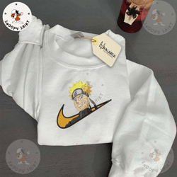 nike x naruto embroidered shirt, inspired anime embroidered shirt, brand anime embroidered hoodie
