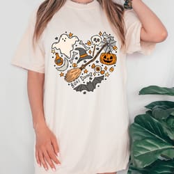 retro halloween comfort colors shirt, ghost, pumpkin, bat shirt, vintage ghost halloween shirt, witch shirt, retro fall