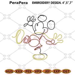 artistic doodle magical mickey mouse outline machine embroidery design