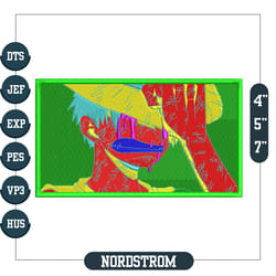 monkey d luffy anime embroidery design file, luffy embroidery