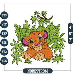 the lion king simba in the jungle embroidery, digital embroidery