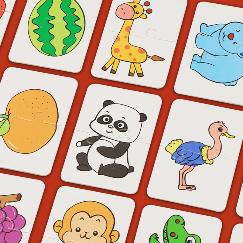 Educational Puzzle Toy For Kids Matching Card Game Baby Cognitive Fruit Animal Learning Montessori 8