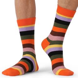 men's fun dress socks, colorful striped combed cotton novelty socks for cool, breathable casual wear