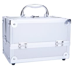 aluminum makeup and jewelry storage box – cosmetic button lock organizer for travel