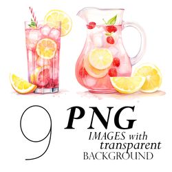 Watercolor Pink Lemonade Clipart Png Transparent Background, Summer Drinks Clipart, Refreshing Cold Beverage Images