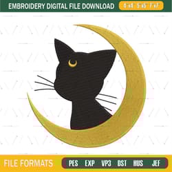 luna sailor moon cat embroidery design