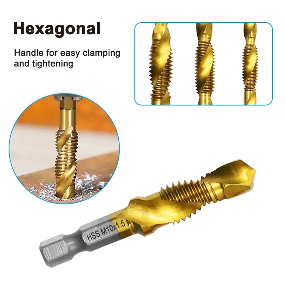 HighSpeed Steel Titanium Plated Composite Tap Drill Chamfer Tool Set 2