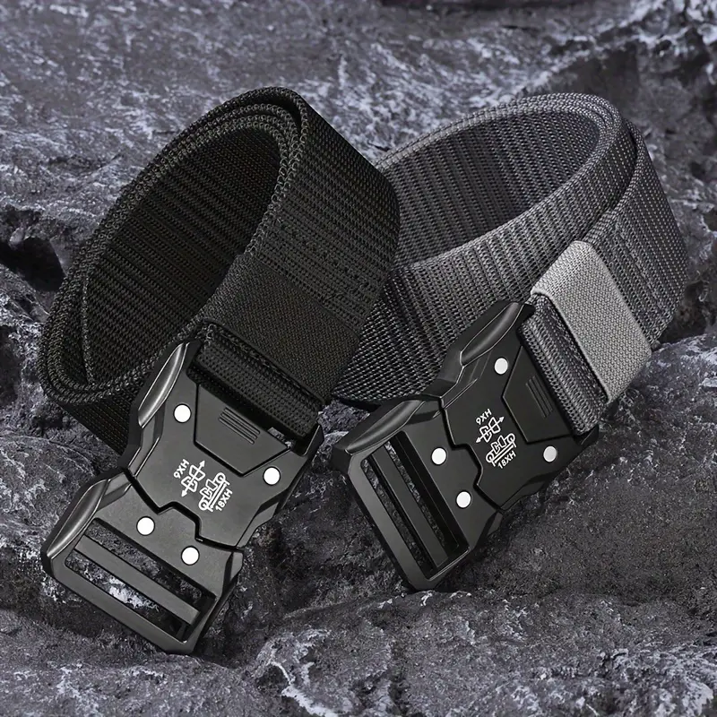 NoHole Tactical Waist Belt Automatic Buckle Design Durable Unisex Belt For Hiking Camping Daily We 0