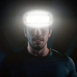 cob led rechargeable headlamp, super bright 180° waterproof head light for outdoor running, camping, hiking, fishing