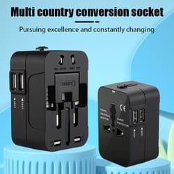 universal travel adapter all-in-one charger adapter for eu/uk/us/au with dual usb ports power solutions