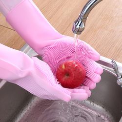 Magic Dishwashing Gloves, cleaning Gloves Silicone Rubber Anti Scalding Gloves