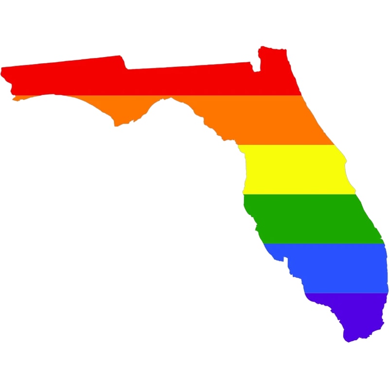 Florida State Shaped Gay Pride Rainbow Flag Sticker Self Adhesive Vinyl LGBT FL - C3126.png
