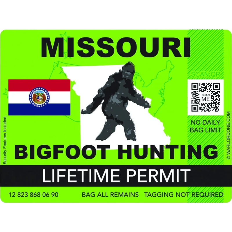 Missouri Bigfoot Hunting Permit Sticker Self Adhesive Vinyl Sasquatch Lifetime - C3295.png