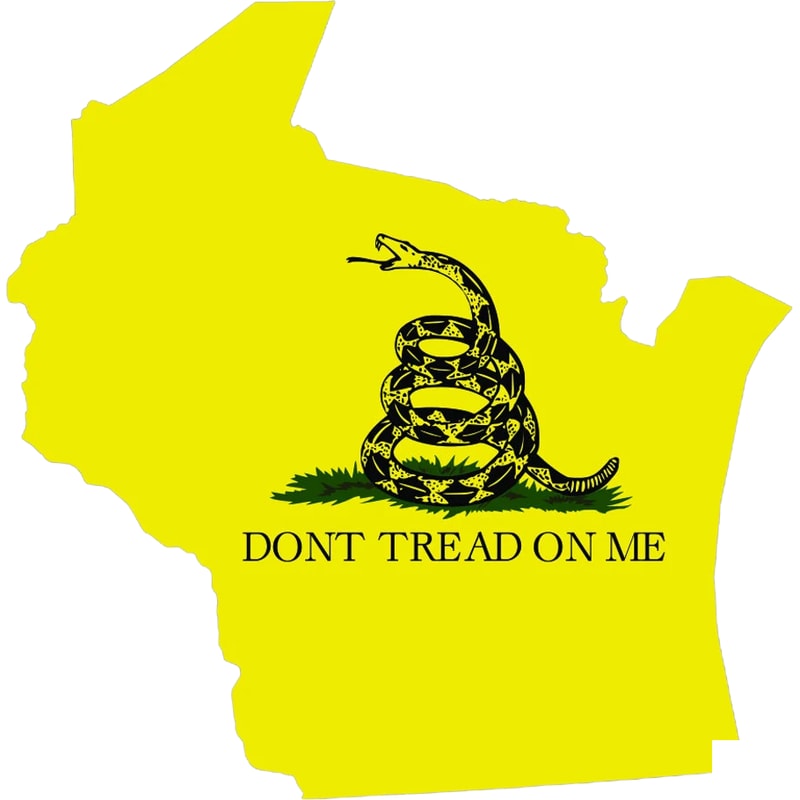 Wisconsin State Shaped Gadsden Flag Sticker Self Adhesive Vinyl WI - C3114.png