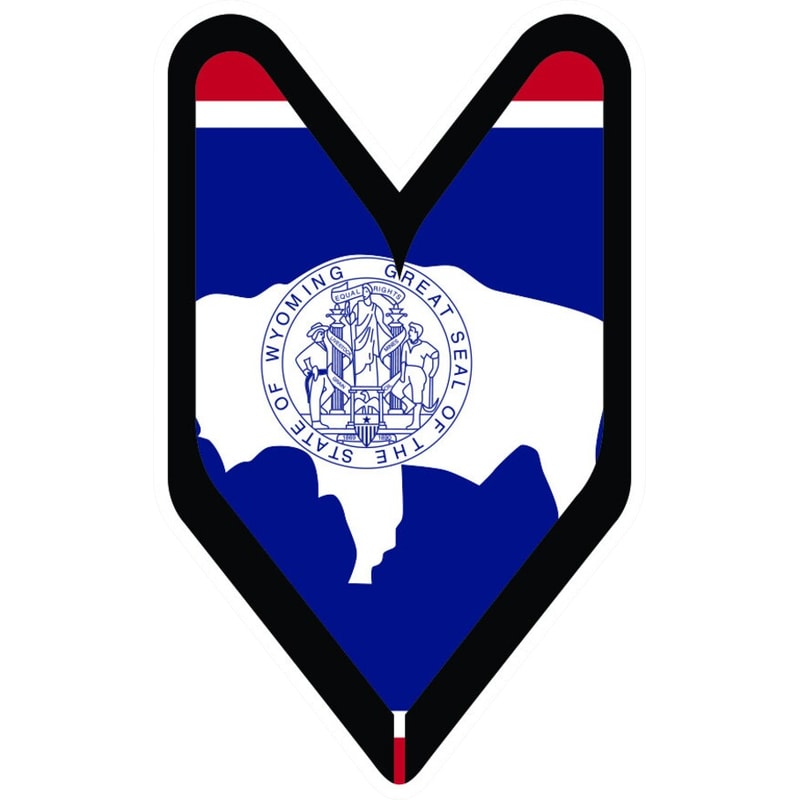 Wyoming Driver Badge Sticker Self Adhesive Vinyl wakaba leaf soshinoya wyomingite WY - C2583.png