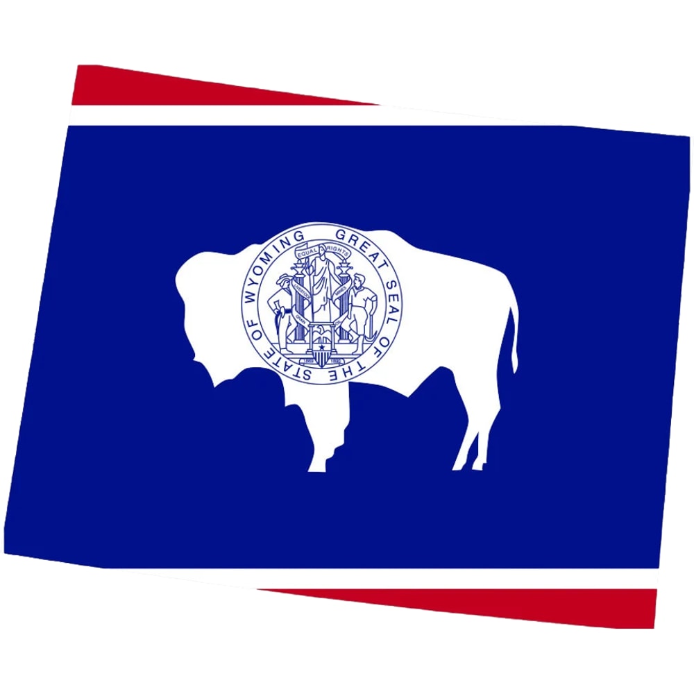 Wyoming State Shaped Flag Sticker Self Adhesive Vinyl WY - C3117.png