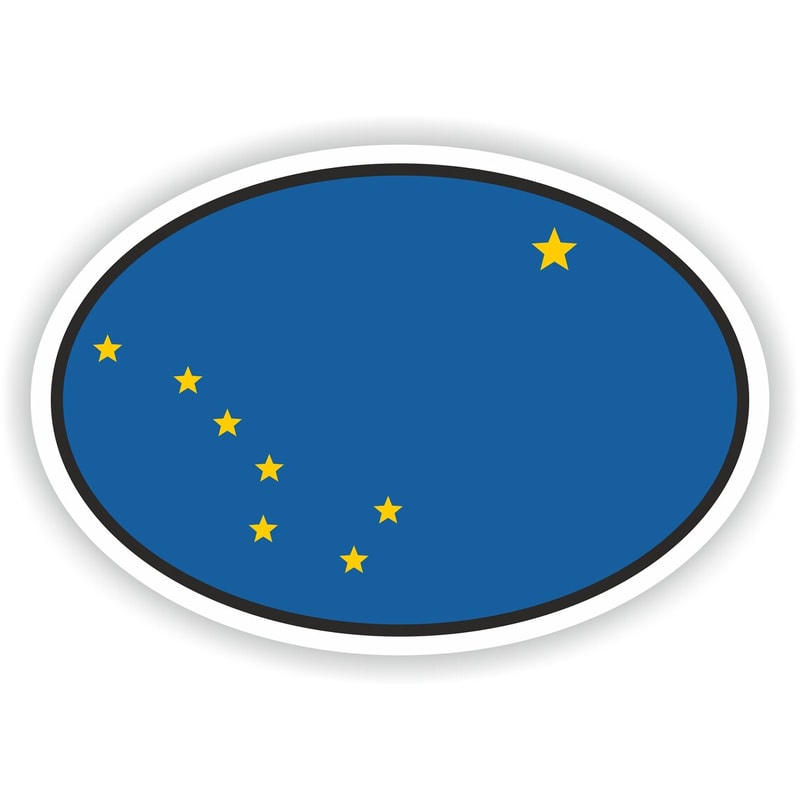 Alaska Oval Sticker with Flag for Bumper Laptop Book Fridge Motorcycle Helmet Door Tool Box Locker PC.jpg