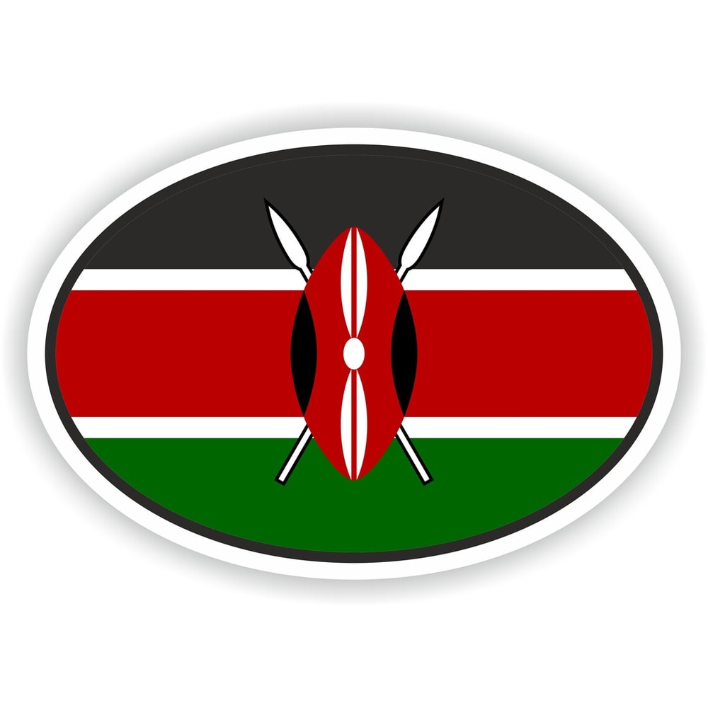 Kenya Oval Sticker With Flag For Bumper Laptop Book Fridge Motorcycle Helmet Door Tool Box Locker P 0