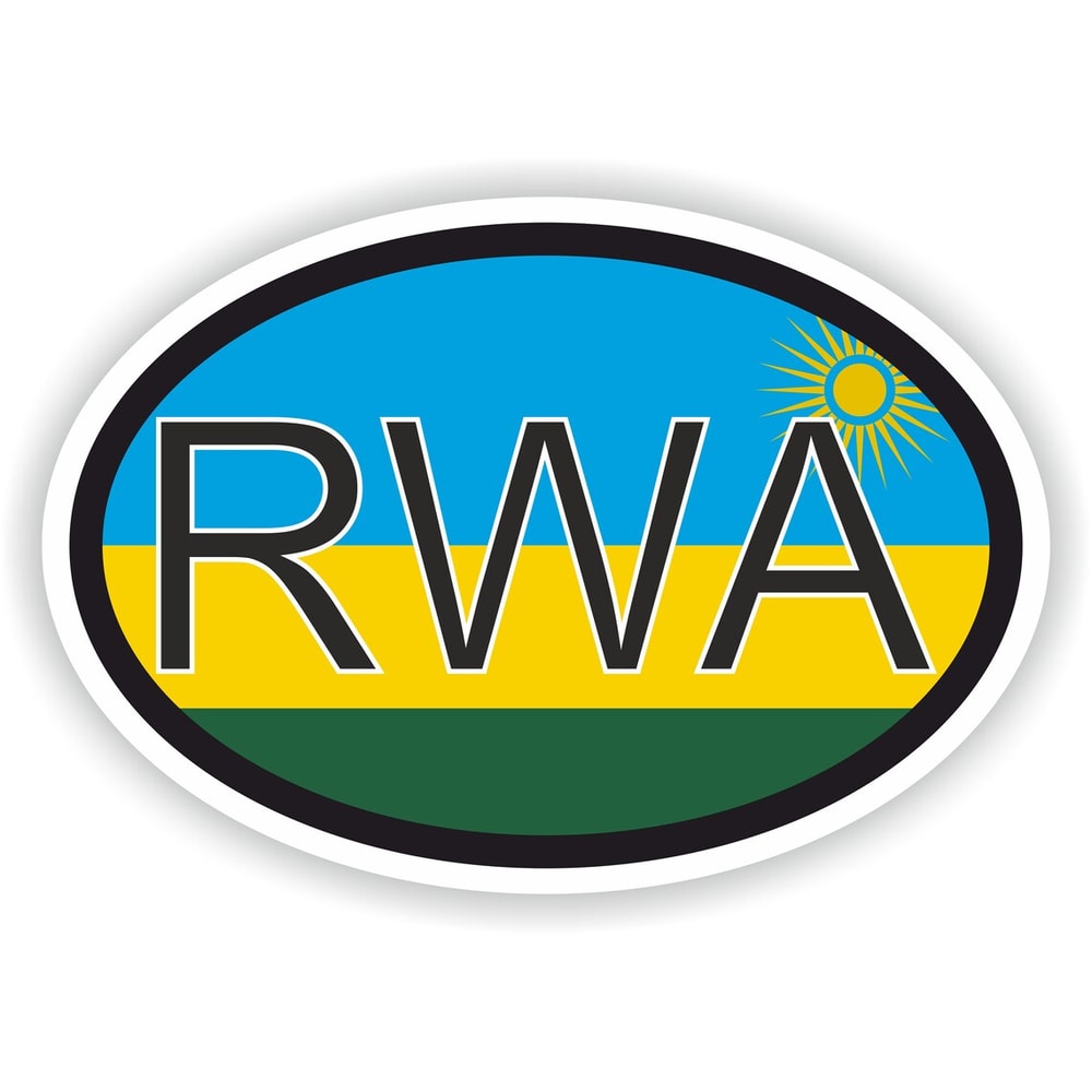 RWANDA Country Code Oval Sticker With Flag For Bumper Laptop Book Fridge Motorcycle Helmet Door Too 0