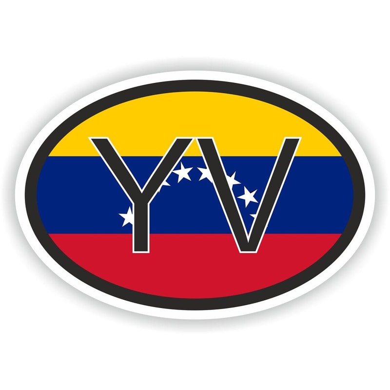 Venezuela Country Code Oval Sticker With Flag For Bumper Laptop Book Fridge Motorcycle Helmet Door 0