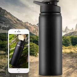 sport travel mug, stainless steel metal water bottle, portable drinking bottle for outdoor bicycle riding