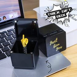 funny creative christmas box gifts, middle finger in box, interesting prank gift, office desk decoration home decoration