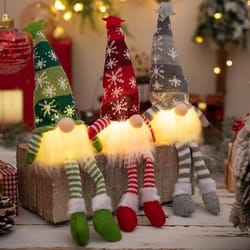 led light plush knitting crafts tree pendant, christmas faceless doll gnome ornaments, christmas decorations for kids