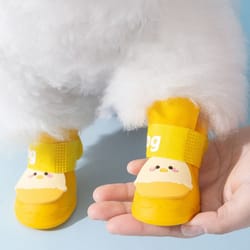 cartoon anti slip dog shoes, waterproof foot cover outdoor, durable cute silicone pet rain boot, dog footwear