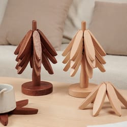 wooden tree design stand trivets, heat resistant table mat coasters, decorative pot placemats