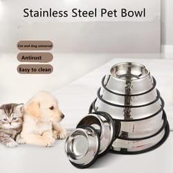 dog food bowl, stainless steel pet bowl, multi-specification feeding bowl