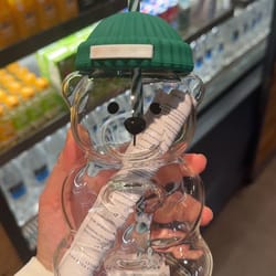 cute bear mug glass with straw, transparent cartoon bear coffee cup, creative milk water mug