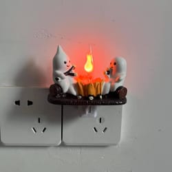cute ghost design, halloween ghost statue with lights, desktop home holiday decoration item, atmospheric lighting effect