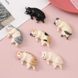 mini figures kawaii resin sleeping cat statues, dollhouse room decor, desk accessories items