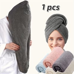 absorbent hair towel wrap, solid color textured dry hair cap for women